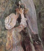 Berthe Morisot Detail of peach trees oil on canvas